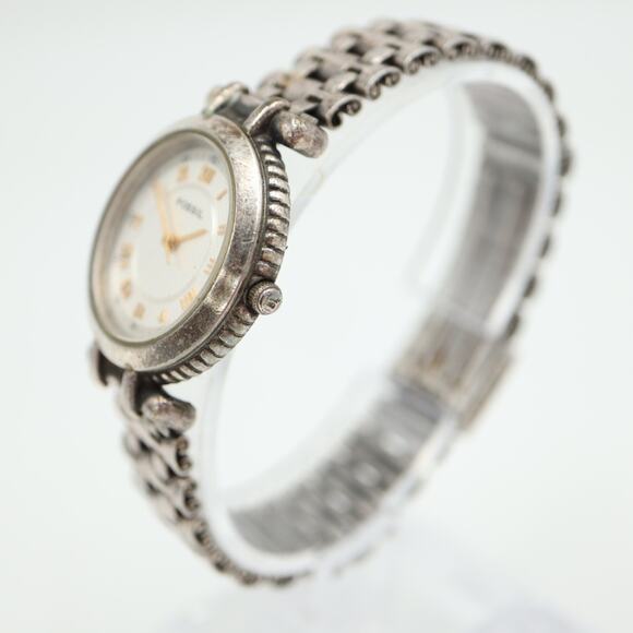 Vintage Fossil Womens Two Tone Watch 27mm Round Dial Steel Bracelet ES3589 Works - Picture 10 of 14